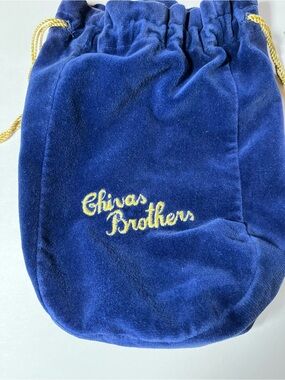 Chivas Brothers Royal Salute Blue Velvet Drawstring Bag Pouch Gold Cord
